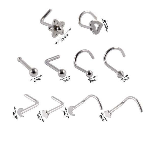 Stainless Steel Nose Ring With Sshaped Lshaped Heart Moon Hollow And Other Shapes Rose Gold Electroplated