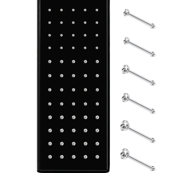 Stainless Steel Nose Studs And Nose Ring Piercing Jewelry With Diamond Round Style Unisex