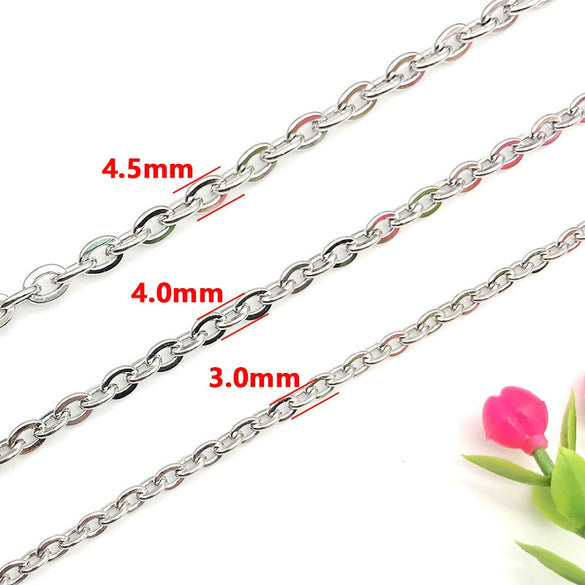 Stainless Steel O Shaped Flat Cross Chain Necklace Bracelet Diy Chain With Vacuum Electroplating In Gold Rose Gold Non Fading