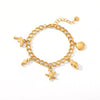 Stainless Steel Ocean Element Animal Geometric Style Electroplated Bracelet With Dolphin Seahorse Starfish Conch Shell Pendant
