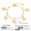 Stainless Steel Ocean Style Bracelet With Shell Starfish Sea Fish Animal Design Electroplated