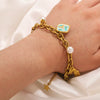 Stainless Steel Ocean Style Bracelet With Starfish Shell Pearl Electroplating