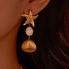 Stainless Steel Ocean Style Geometric Earrings With Electroplating For Women