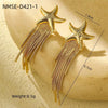 Stainless Steel Ocean Style Geometric Earrings With Electroplating For Women