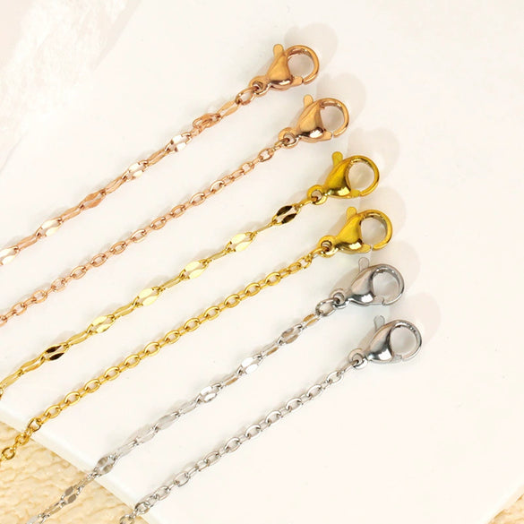 Stainless Steel Ochain Lip Chain Simple Ushaped Cross Clavicle Necklace Unisex Vacuum Plated