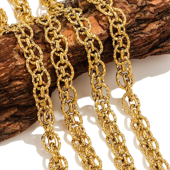 Stainless Steel Ochain Vacuum Multilayer Hip Hop Fashion Jewelry With Hirback Pattern And Electroplating Design