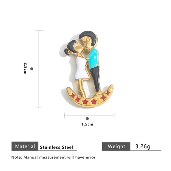 Stainless Steel Oil Dripping Cartoon Pony Pendant Necklace Bracelet Accessories