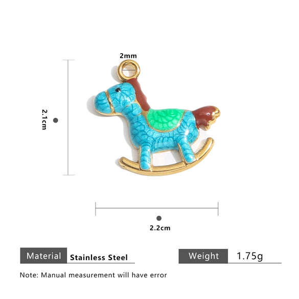 Stainless Steel Oil Dripping Cartoon Pony Pendant Necklace Bracelet Accessories