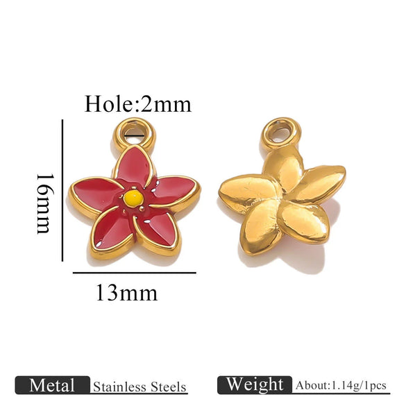 Stainless Steel Oil Dripping Dolphin Flower Shell Pendant Jewelry Accessories