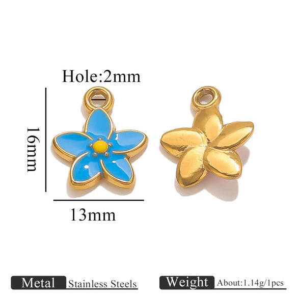 Stainless Steel Oil Dripping Dolphin Flower Shell Pendant Jewelry Accessories