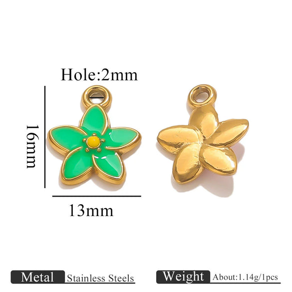 Stainless Steel Oil Dripping Dolphin Flower Shell Pendant Jewelry Accessories