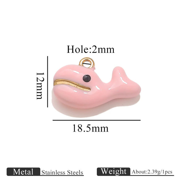 Stainless Steel Oil Dripping Dolphin Flower Shell Pendant Jewelry Accessories