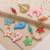 Stainless Steel Oil Dripping Dolphin Flower Shell Pendant Jewelry Accessories