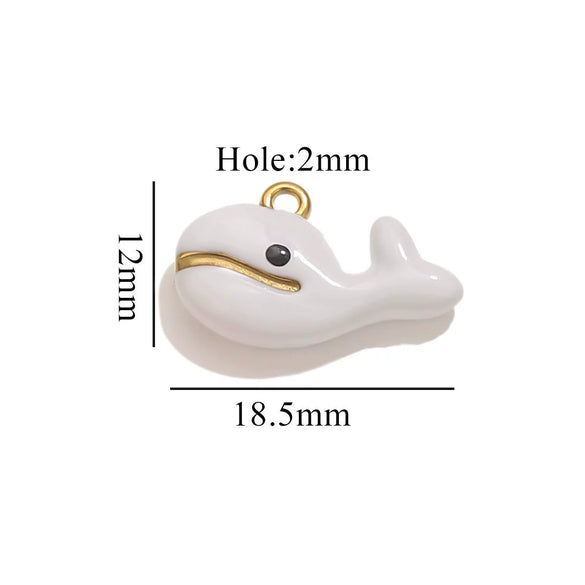Stainless Steel Oil Dripping Dolphin Flower Shell Pendant Jewelry Accessories