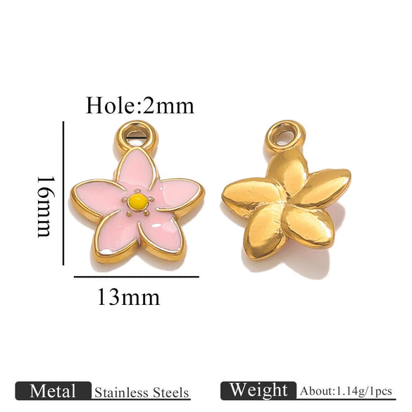 Stainless Steel Oil Dripping Dolphin Flower Shell Pendant Jewelry Accessories