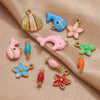 Stainless Steel Oil Dripping Dolphin Flower Shell Pendant Jewelry Accessories