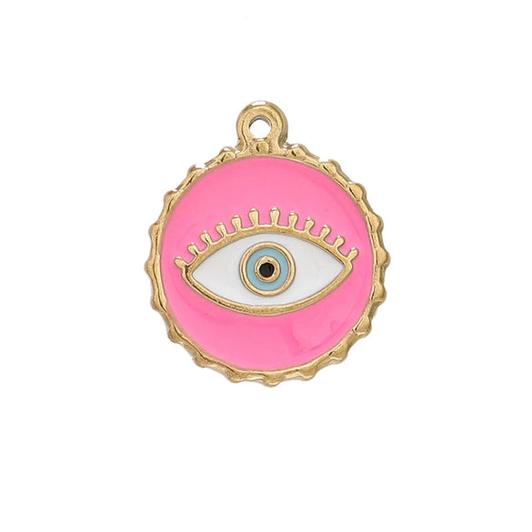 Stainless Steel Oil Dripping Eye Pendant Vintage Necklace Jewelry Accessories Electroplated