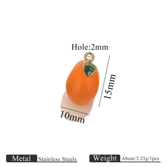 Stainless Steel Oil Dripping Fruit Pendant Jewelry Necklace Bracelet With Strawberry Banana Apple Shapes