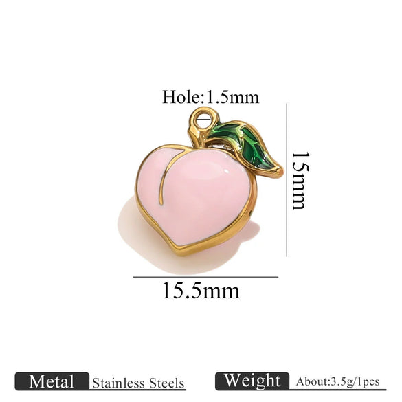 Stainless Steel Oil Dripping Fruit Pendant Jewelry Necklace Bracelet With Strawberry Banana Apple Shapes