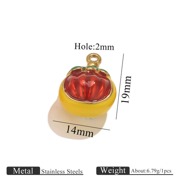 Stainless Steel Oil Dripping Fruit Pendant Jewelry Necklace Bracelet With Strawberry Banana Apple Shapes