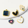Stainless Steel Oil Dripping Heart Square Pendant Bracelet Earrings Accessories