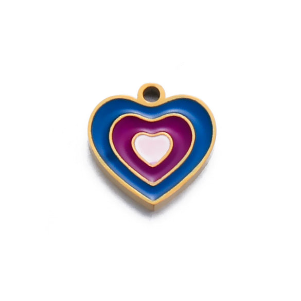 Stainless Steel Oil Dripping Heart Square Pendant Bracelet Earrings Accessories