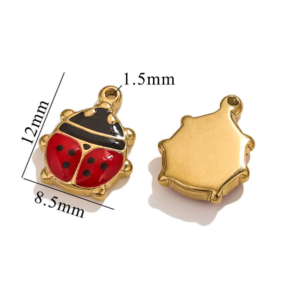 Stainless Steel Oil Dripping Ladybug Style Handmade Jewelry Pendant