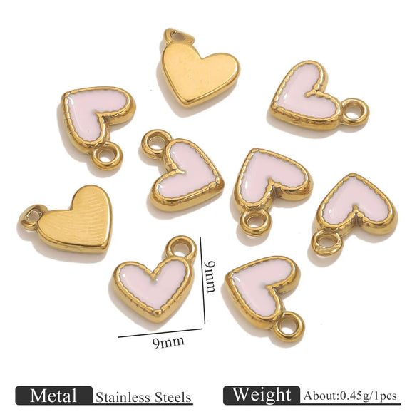 Stainless Steel Oil Dripping Love Shape Pendant Jewelry Accessories For Bracelet Earrings