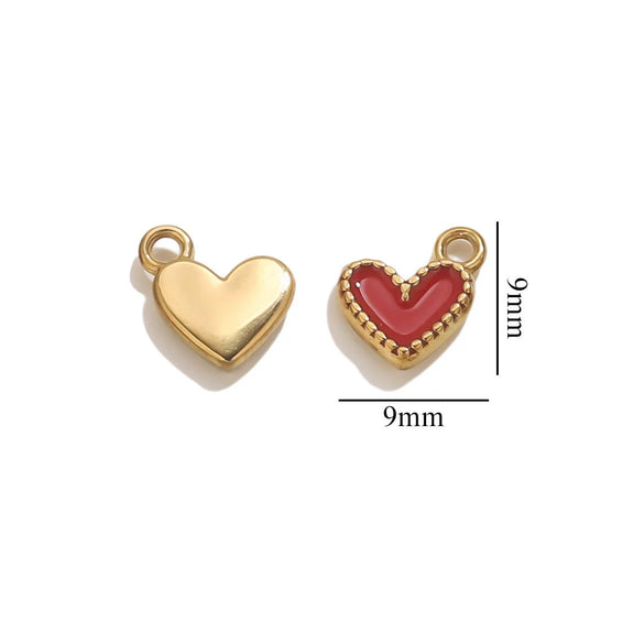 Stainless Steel Oil Dripping Love Shape Pendant Jewelry Accessories For Bracelet Earrings