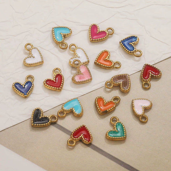 Stainless Steel Oil Dripping Love Shape Pendant Jewelry Accessories For Bracelet Earrings