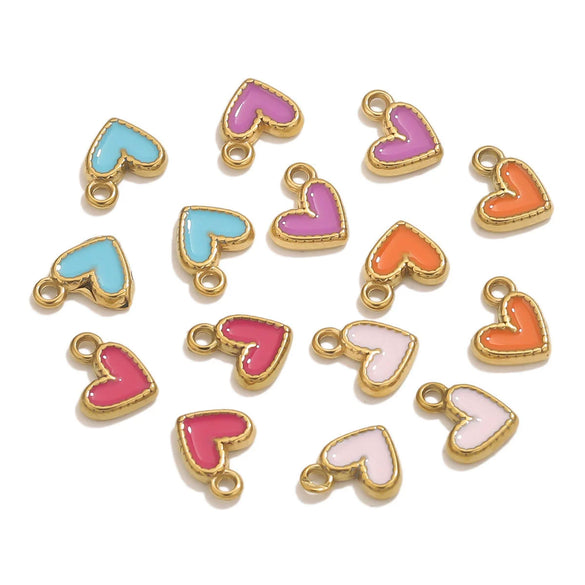 Stainless Steel Oil Dripping Love Shape Pendant Jewelry Accessories For Bracelet Earrings