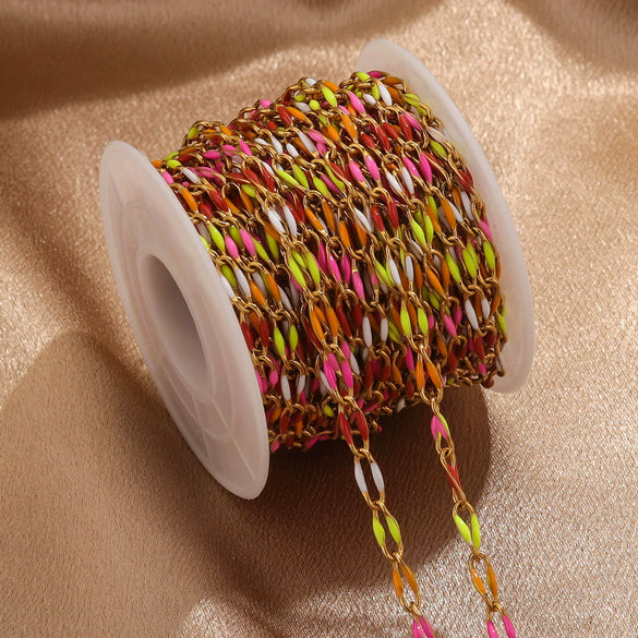Stainless Steel Oil Dripping Twisted Oval Chain Titanium Steel Vacuum Electroplated Gold Chain For Necklace And Bracelet