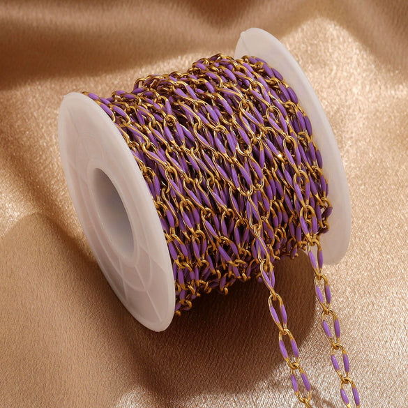 Stainless Steel Oil Dripping Twisted Oval Chain Titanium Steel Vacuum Electroplated Gold Chain For Necklace And Bracelet