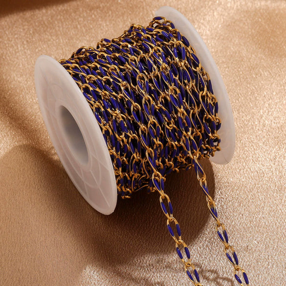 Stainless Steel Oil Dripping Twisted Oval Chain Titanium Steel Vacuum Electroplated Gold Chain For Necklace And Bracelet