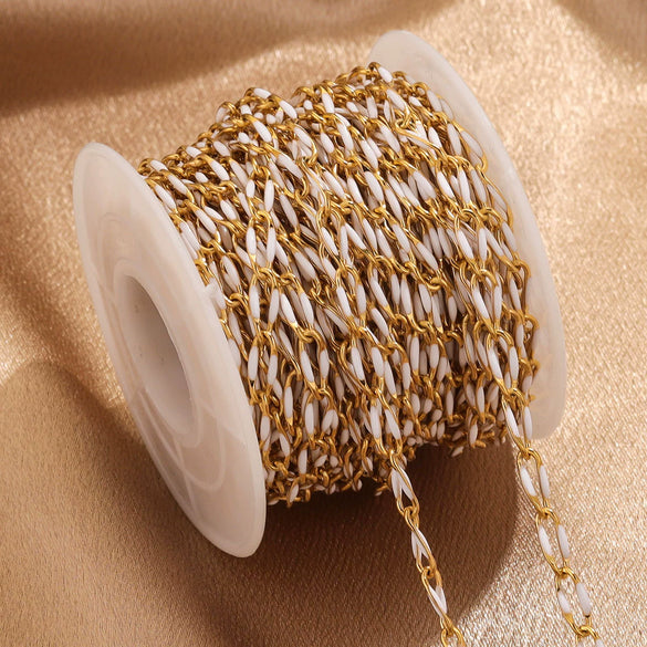 Stainless Steel Oil Dripping Twisted Oval Chain Titanium Steel Vacuum Electroplated Gold Chain For Necklace And Bracelet