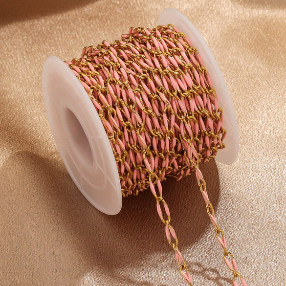 Stainless Steel Oil Dripping Twisted Oval Chain Titanium Steel Vacuum Electroplated Gold Chain For Necklace And Bracelet