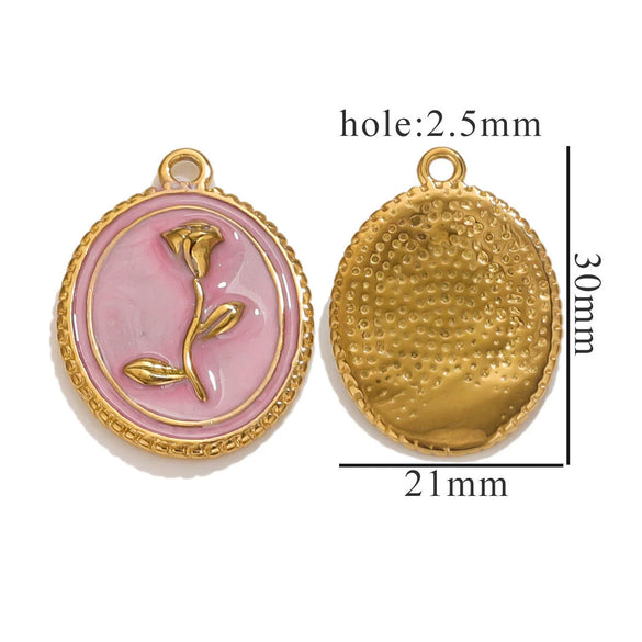 Stainless Steel Oil Drop And Flower Pearls Pendant Necklace Bracelet Accessories