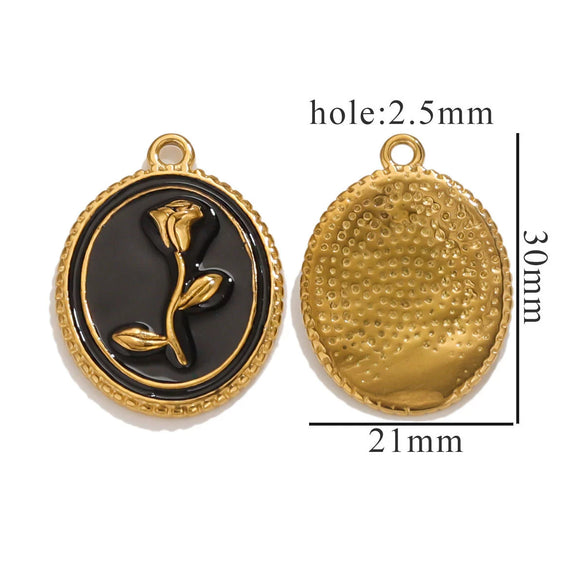 Stainless Steel Oil Drop And Flower Pearls Pendant Necklace Bracelet Accessories