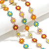 Stainless Steel Oil Drop Color Daisy Totem Handmade Jewelry Necklace Earrings