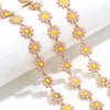 Stainless Steel Oil Drop Color Daisy Totem Handmade Jewelry Necklace Earrings