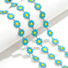 Stainless Steel Oil Drop Color Daisy Totem Handmade Jewelry Necklace Earrings