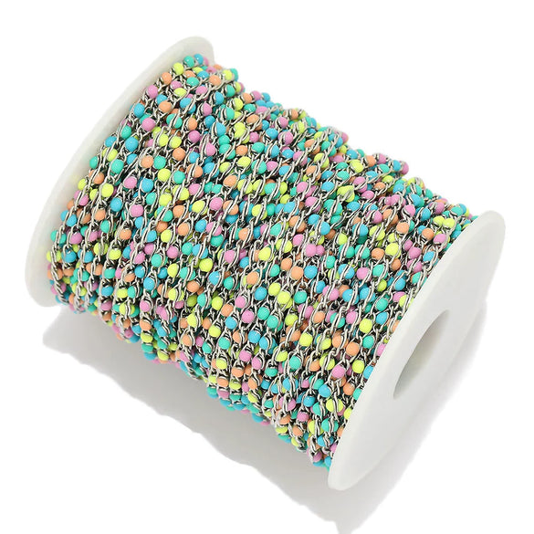 Stainless Steel Oil Drop Color Enamel Chain For Diy Bracelet Necklace Accessories