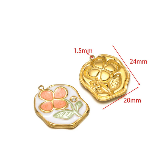 Stainless Steel Oil Drop Flower Geometric Pendant Jewelry Accessories
