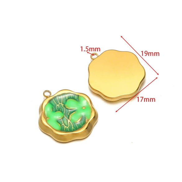 Stainless Steel Oil Drop Flower Geometric Pendant Jewelry Accessories