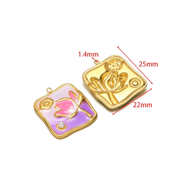 Stainless Steel Oil Drop Flower Geometric Pendant Jewelry Accessories