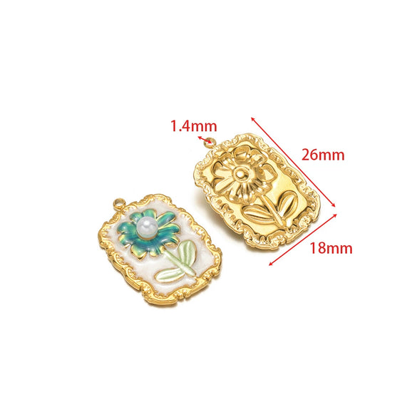 Stainless Steel Oil Drop Flower Geometric Pendant Jewelry Accessories