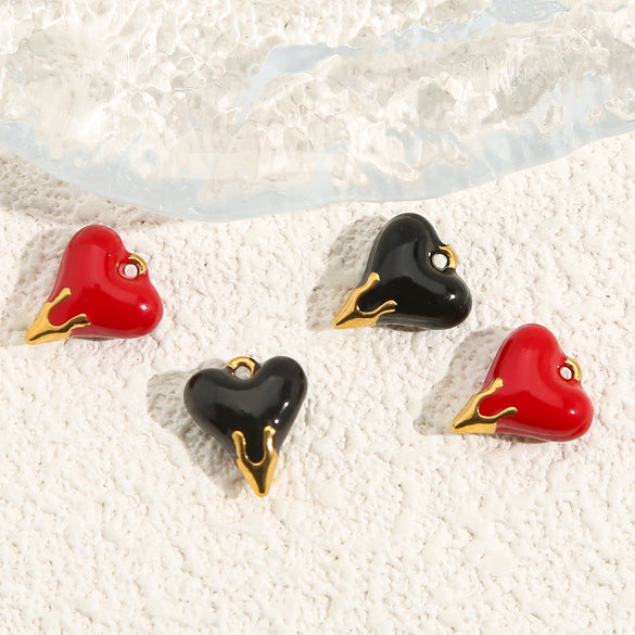 Stainless Steel Oil Drop Heart Pendant Jewelry Accessories For Diy Handmade Earrings Necklace Bracelet
