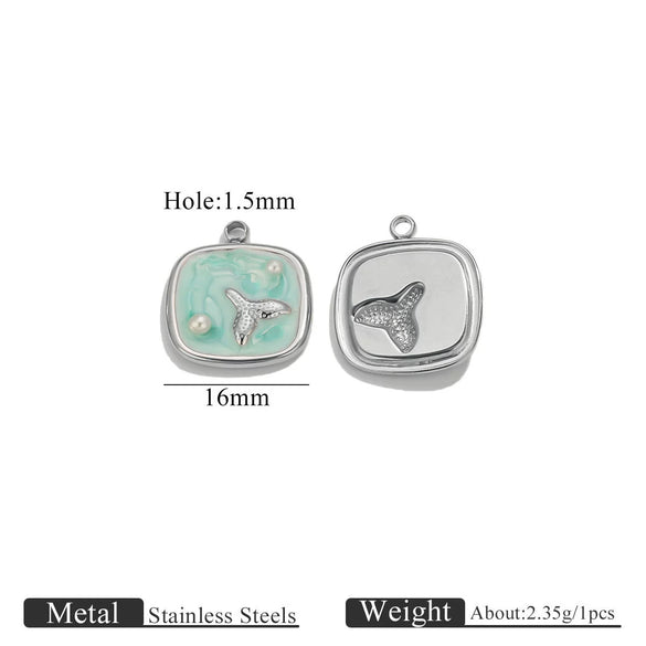 Stainless Steel Oil Drop Square Oval Electroplated Pendant Diy Accessories