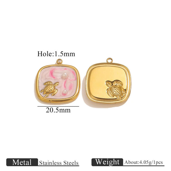 Stainless Steel Oil Drop Square Oval Electroplated Pendant Diy Accessories