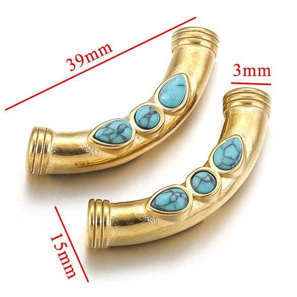 Stainless Steel Oil Dropping Tubular Bead Pendant Bohemian Style Diy Necklace Bracelet Pendant 18K Gold Vacuum Plated